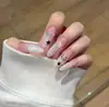 Parche de uñas francesas de alta calidad con diseño de explosión, con diamantes de imitación para llevar a mano, acabado con 30 piezas extraíbles.