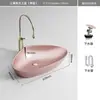 Lavabo de Encimera Artístico Colorido con Forma Especial de Huevo Lavabo Integrado de Cerámica Lavabo de Baño para Balcón de un Solo Hueco