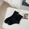 Nuevos Calcetines Deportivos Casuales de Media Caña para Mujer Primavera y Verano 2025 Bordado Azul Leche Montón de Amor Doble Etiqueta de Tela Luokou