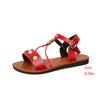 Sandalias planas con hebilla de cuentas de gran tamaño para mujer, estilo romano de una línea, para estudiantes, playa, comercio exterior