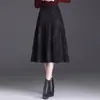 Saia Feminina de Cintura Elástica Estampada Nova de Cintura Alta com Barra Larga Linha A Moda Outono 2026 Temperamento Elegante Que Cobre o Quadril Saia Guarda-chuva Saia