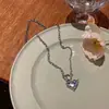 Collar Corazón de Diamante Azul Glaciar para Mujer, Dulce y Fresco de Verano, Diseño de Nicho de Celebridad de Internet, Cadena para Clavícula de Circonita Empalmada de Alta Gama, Tendencia