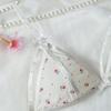 Popular na Amazon, fornecedor do eBay, fábrica de conjuntos de sutiã sexy de três peças com estampa pequena, lingerie sexy europeia e americana