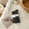 Calcetines de Lana de Color Sólido Simples de Canalé Estilo Coreano para Otoño e Invierno, Calcetines Cálidos y Versátiles de Caña Media Arrugados en Color avena y Blanco Leche