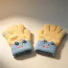 Guantes de Dibujos Animados de Monstruo Pequeño de Cinco Dedos para Niños y Niñas, Guantes de Felpa para la Temporada de Otoño/Invierno, para Niños Mayores, Guantes Cálidos de Protección contra el Frío