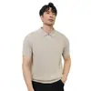 Camisa Polo com Gola Lapela Manga Curta Malha de Tricô Alto Padrão Britânico Negócios Botão Slim Fit Seda Gelada Verão Comércio Exterior Transfronteiriço