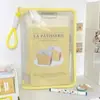 Bolsa de documentos portátil de color macarrón, mochila para estudiantes, bolsa de almacenamiento de libros y exámenes transparente con cremallera de alta apariencia