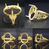 Anillo de superficie de huevo con incrustaciones de plata S925 con artesanía de oro antiguo y oro brillante, vacío, loto, mariposa, encaje, tótem