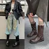 Versión de Piel de Oveja ~ Botas de Moda de Piel de Vaca Botas de Motocicleta Retro Negras Botas Vaqueras de Tacón Bajo para Mujer Botas Cortas con Hebilla de Cinturón de Manga