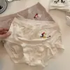 Braguitas de Algodón Puro 10A Extendido Antibacteriano Triángulo en la Entrepierna, Estilo Lindo y Femenino Japonés con Estampado de Cachorro, Cintura Media, Tacto Suave para la Piel