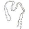 Accesorios de Collar con Borla de Gota de Agua y Perlas Apilables Transfronterizos Europeos y Americanos para Mujer, Cadena de Suéter Personalizada, Collar de Lujo Ligero y de Gama Alta