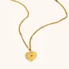 Moda Europeia e Americana Transfronteiriça Nicho Versátil Pingente Aço Inoxidável Banhado a Ouro 18K Mini Zircônia Coração Flor de Mês Colar