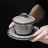 Juego de Té Cerámico Agrietado Hielo Negro con Tapa Flotante, Adecuado para Uso en Casa y Oficina, Lujo de Gama Alta G1