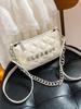 Bolso Pequeño Bordado Romboidal para Mujer 2024 Nuevo Popular Texturizado Estilo Occidental Bolso Bandolera Cadena Un Solo Hombro Axilar Bolso Cuadrado Pequeño