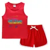 Chal de Verano para Niños 2023 Pantalones Cortos Calientes Camiseta Básica Casual Coreana Sudadera sin Mangas para Niños Absorbente de Sudor Color Caramelo