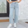 2026 Estación Independiente Pantalones Vaqueros Lavados Cómodos para Mujer Primavera y Otoño Commute Europeo y Americano Pierna Ancha Bolsillo de Parche Borde Deshilachado Adelgazantes