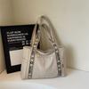 Bolsa de Lona Casual de Grande Capacidade para Mulheres 2026 Nova Moda Bolsa de Ombro para o Dia a Dia Tote Bag Versátil Bolsa Tote para a Aula