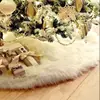 Vestido de peluche para árbol de Navidad, blanco puro, pelo largo, vestido de árbol de Navidad, alfombra de decoración para la base del árbol de Navidad