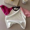 Camiseta térmica acolchada para niños Chen Ma 24 otoño e invierno niños y niñas combinación de colores camiseta de manga larga bebé de terciopelo cálida por dentro t moda