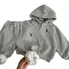 Conjunto Infantil Meninos e Meninas Outono e Inverno Novo Estilo Moletom com Capuz e Zíper Parcial Meninos e Meninas Calça de Moletom para Bebê Conjunto de Duas Peças