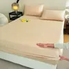 Lençol de baixo com elástico Classe A peça única algodão puro Simmons protetor de colchão lençol de cama à prova de poeira cama 1.8 cobre-leito colcha cor sólida