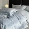 Conjunto de verão de jacquard Tencel lavado com laço, seda gelada, capa de edredom sedosa e lisa, conjunto de cama de três peças de alta qualidade