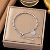 Pulseira ajustável redonda simples europeia e americana desenhável de aço titânio não desbota pulseira de contas redondas joia de mão versátil