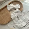 Conjunto de Diadema y Calcetines para Bebé Niña, Lindo Moño Grande, Calcetines con Malla Protectora para Fontanela de Recién Nacido, Calcetines hasta la Rodilla