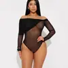 Moda Europeia e Americana 2025 Novo Elegante Sexy Sexy Tule Costurado Cor Lisa Lv Feminino Slim Ombro Único Top