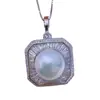 Collar con Colgante Multifuncional de Perla de Agua Dulce Genuina Incrustado con Circonita Cúbica Completa Estilo Europeo y Americano Plata de Ley S925 Collar de Plata de Ley Zhuzhi Joyería al por Mayor para Mujeres