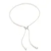 Un collar de trébol de cuatro hojas de diamante púrpura de dos vías, diseño desmontable, cadena larga versátil para suéter para mujer, accesorio popular de lujo ligero