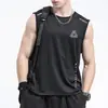 2026 Novo Estilo Camiseta Regata de Seda Gelada para Homens, Verão Soltinha, Fitness Esportivo Secagem Rápida Sem Mangas Regata Fina