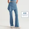 Conjunto destacável de duas peças com calça boca de sino, calça-saia de cintura alta que cobre o quadril, calça longa esportiva ao ar livre para yoga com leve boca de sino, roupa feminina para fitness