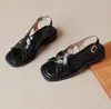 Sandalias Retro de Piel Suave con Punta Abierta y Tacón Bajo para Mujer 2026 Nuevo Estilo de Verano Sandalias Romanas Retro Tejidas con Suela Gruesa y Tacón Grueso para Mujer