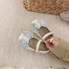 Sapatos Mary Jane de princesa para meninas com laço de strass, novo estilo coreano primavera/outono 2026, sapatilhas versáteis de sola macia para uso externo