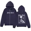 Sudadera con cremallera de diseño minimalista moderno, estilo gótico, calavera, mano, estampado de rosa, sudadera informal holgada, cárdigan