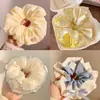 Scrunchie de rede colorido e oversized com alta elasticidade e alto apelo estético, acessório de cabelo multicamadas estilo francês