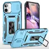 Capa de Celular Resistente a Quedas de Grau Militar para Apple iphone15 Janela Deslizante para Lente 16pro Suporte Metálico com Anel