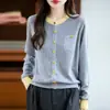 Chaqueta cárdigan de punto fina de manga larga para mujer para principios de otoño, nuevo estilo otoño e invierno 2026, corte holgado, lana fina, versátil