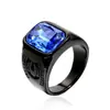 Anillo de Moda para Hombre Estilo Punk Audaz con Gema Roja Grande Venta Caliente Transfronteriza Joyería al por Mayor