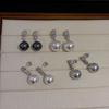 Zhengyuan Shijia Perla Diana Longitud Media Diamante Brillante Aguja Plateada Seiko Aretes Elegantes de Gama Alta Moda Año Nuevo