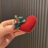 Presilha de cabelo infantil de Natal com desenho de urso e coração, presilha lateral, acessórios de cabelo para o Ano Novo, rabo de cavalo duplo para princesinha.