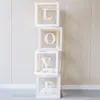 Caja Transparente Roja de Red de Internet Cumpleaños de Bebé 26 Letras LOVE Graduación Boda Decoración Caja de Globos BABY