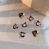 Novo Estilo Rosa Seco Pilha Diamante Joias Celebridade da Internet Manicure Diamante Super Brilhante Coração Torto Unha Finalizada Hacha Ângulo Reto Decoração de Unha