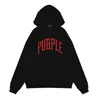 Comércio Exterior Roxo Estampa Clássica de Letras Outono e Inverno Moda de Rua Americana Marca Moletom Pesado com Capuz para Homens e Mulheres