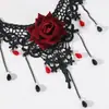 Collar de Halloween con Borlas de Rosa Transfronterizo Europeo y Americano para Mujer, Gargantilla de Encaje Gótico
