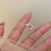 Anillo de plata s925 con un hermoso diamante rosa para mujer, diseño de nicho, anillo de cola abierta de alta calidad, anillo liso, anillo para el dedo índice.