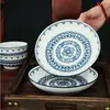 Prato Cerâmico Criativo Sob Esmalte Doméstico Porcelana Azul e Branca Prato Cerâmico Prato para Frituras Prato de Frutas Prato Fundo para Sopas Prato para Pratos Frios Prato de Frutas