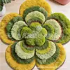Alfombra Redonda de Musgo Bosque Verde para Sala de Estar, Alfombra de Felpa de Lujo Ligero Estilo Ins para Dormitorio Junto a la Cama
