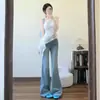 Jeans Acampanados Azul Claro para Mujer, Verano 2026, Delgados de Cintura Alta, Adelgazantes, No Ajustados, Bootcut, Pantalones de Largo Completo